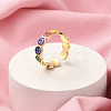 Brass Open Cuff Rings for Women RJEW-R005-03G-1