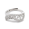 Rack Plating Brass Micro Pave Cubic Zirconia Adjustable Rings RJEW-D025-15P-2