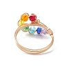 Colorful Glass Teardrop Finger Ring RJEW-JR00653-4