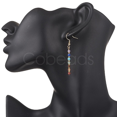 Natural Mixed Stone Round Dangle Earrings EJEW-JE06667-02-1