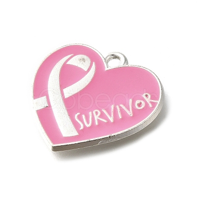 Breast Cancer Pink Awareness Ribbon Theme Alloy Enamel Pendants ENAM-C026-01F-S-1