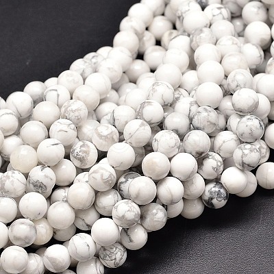 Natural Gemstone Howlite Round Bead Strands G-P075-34-10mm-1
