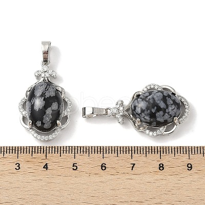 Natural Snowflake Obsidian Oval Pendants G-NH0025-15P-19-1