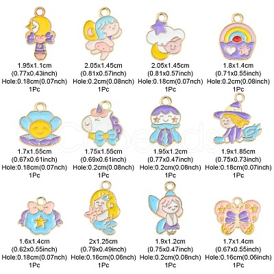 12Pcs 12 Style Alloy Enamel Pendants ENAM-YW0002-76-1