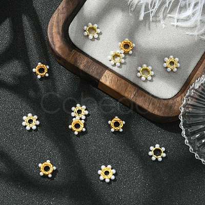 15Pcs 3 Styles Rack Plating Flower Brass Beads KK-CJ0002-66-1