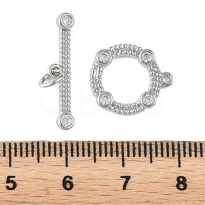SHEGRACE Brass Micro Pave Clear Cubic Zirconia OT Toggle Claps XGRQ5K371-830P-1