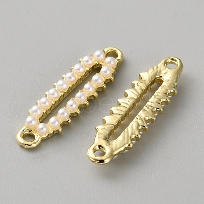Alloy & White Plastic Pearl Links Connector Charms FIND-WH0365-082G-05-1