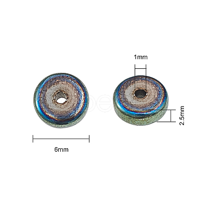 210Pcs 6 Colors PVD Vacuum Plating Non-magnetic Synthetic Hematite Beads G-CJ0001-45-1