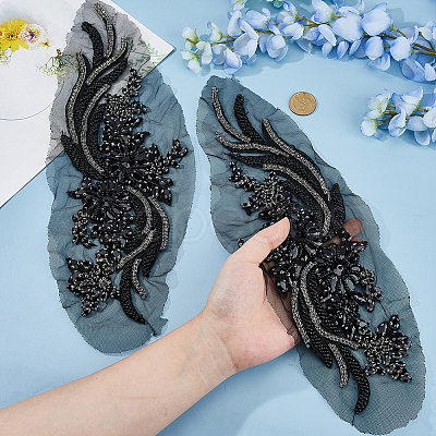 1 Pair Polyester Computerized Embroidery Cloth Iron on/Sew on Patches DIY-HS0002-17C-1