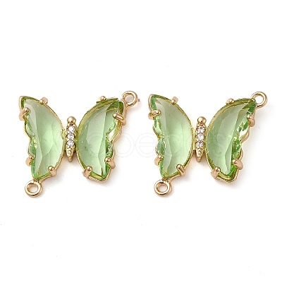 Brass Pave Faceted Glass Connector Charms FIND-Z020-04H-1