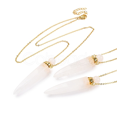 Natural Mixed Stone Bullet Shaped Perfume Bottle Pendant Necklaces G-B089-02G-1