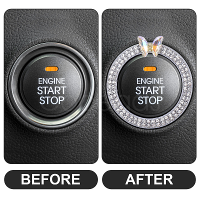 2Pcs Alloy Rhinestone Car Stickers STIC-CN0001-08-1