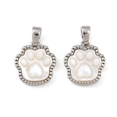 Natural White Shell Paw Print Charms KK-H524-17P-1