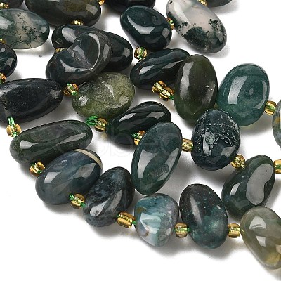 Natural Moss Agate Beads Strands G-P604-A11-01-1