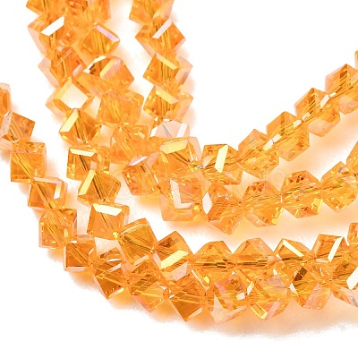 Electroplate Transparent Glass Beads Strands GL-CBA7A17-01A-04-1