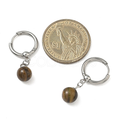 Natuarl Tiger Eye Round Hoop Earrings EJEW-JE06593-03-1