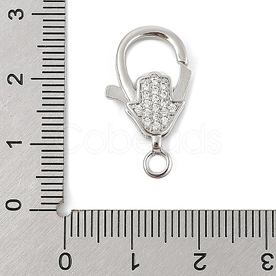 Brass Micro Pave Clear Cubic Zirconia Lobster Claw Clasps KK-P299-04P-1