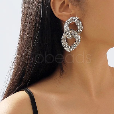 Alloy & Glass Dangle Stud Earrings FS-WG3D9CC-04-1