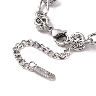 Non-Tarnish 304 Stainless Steel Knot Link Chain Bracelet for Men Women BJEW-E020-01P-1