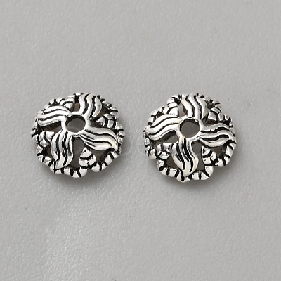 Retro 925 Sterling Silver Bead Caps STER-WH0007-17C-AS-1