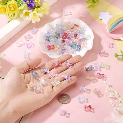 100Pcs 10 Colors Baking Paint Transparent Glass Beads DGLA-TA0001-42-1