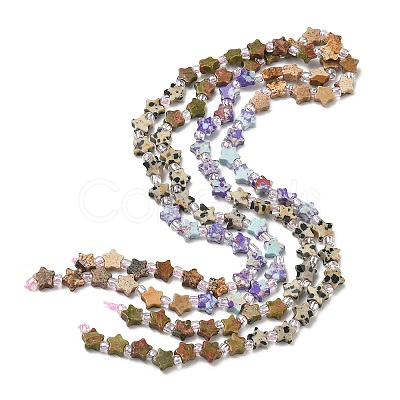4 Styles Synthetic Imperial Jasper & Natural Picture Jasper & Unakite & Dalmatian Jasper Beads Strands G-D095-A04-1