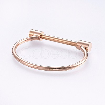 Ion Plating(IP) 304 Stainless Steel Bangles LS-BJEW-P222-14RG-1
