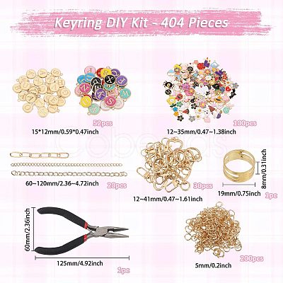 1 Bag DIY Keychain Kit DIY-GL0007-19A-1