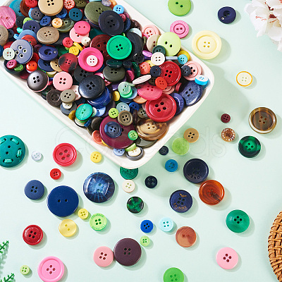 Flat Round Resin Buttons BUTT-TAC0017-01A-1
