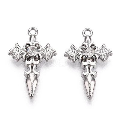 Alloy with Rhinestone Pendants X-PALLOY-N176-12P-NR-1