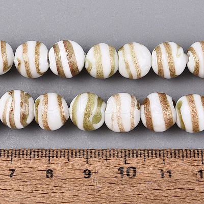 Handmade Gold Sand Lampwork Beads Strands LAMP-Q041-10D-1