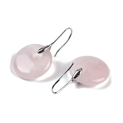 Natural Rose Quartz Dangle Earrings EJEW-C119-01P-05-1
