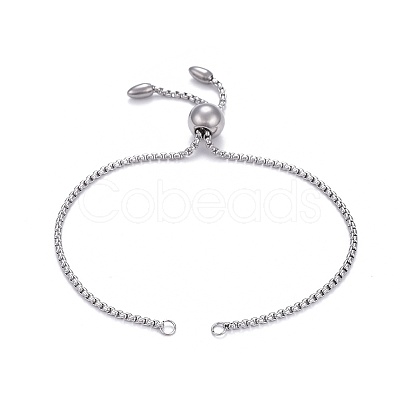 Tarnish Resistant 304 Stainless Steel Slider Bracelet/Bolo Bracelets Making MAK-L024-01P-1