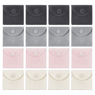 20Pcs 4 Colors Square Velvet Jewelry Bags TP-NB0001-56-1