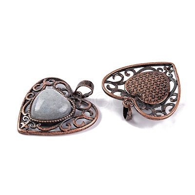 Natural Labradorite Peach Love Heart Pendants G-G158-01-12-1