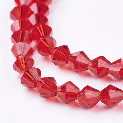 Red Glass Bicone Beads Strands X-GLAA-S026-11-1