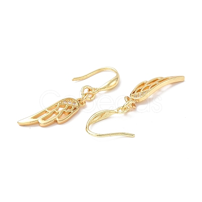 Clear Cubic Zironia Wing Dangle Earrings EJEW-B017-21G-1