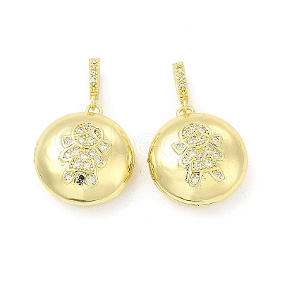 Brass Micro Pave Clear Cubic Zirconia Locket Pendants KK-H441-43A-LG-1