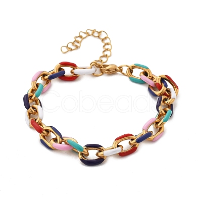 304 Stainless Steel Cable Chains Bracelets BJEW-P351-03G-1