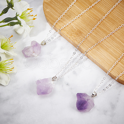 AHANDMAKER Natural Amethyst Pendants G-GA0001-39-1