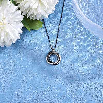 201 Stainless Steel Interlocking Ring Pendants STAS-SZ0002-61C-1