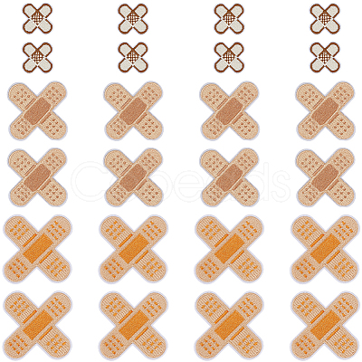 24Pcs 3 Styles Adhesive Bandage Shape Medical Theme Non-Woven Fabrics Computerized Embroidery Cloth Iron on/Sew on Patches PATC-CY0001-34-1