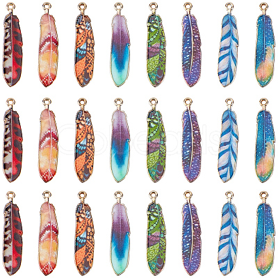 32Pcs 8 Colors Alloy Enamel Pendants FIND-GF0008-98-1