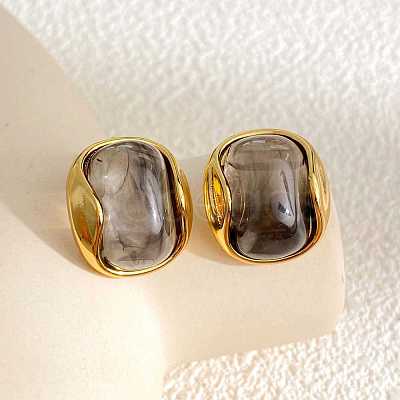 304 Stainless Steel Resin Stud Earrings WG617A0-01-1