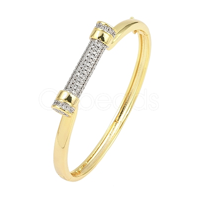 Brass Micro Pave Clear Cubic Zirconia Bangles for Women BJEW-D368-01G-1