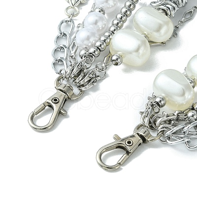 Retro Style Multilayer Acrylic & 304 Stainless Steel Beaded Purse Chains AJEW-FZ00007-1