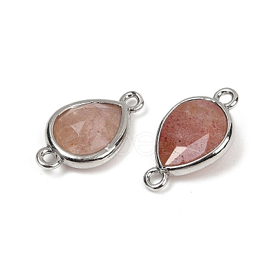 Natural Strawberry Quartz Faceted Connector Charms G-L514-048G-02-1