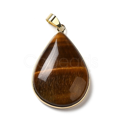 Natural Tiger Eye Pendants G-R486-03G-C-1