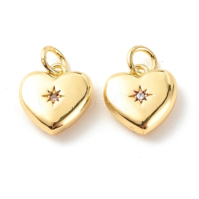 Brass Micro Pave Clear Cubic Zirconia Pendants ZIRC-P094-28G-RS-1