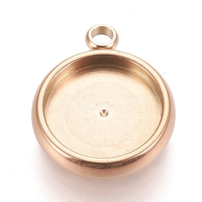 Ion Plating(IP) 304 Stainless Steel Pendant Cabochon Settings STAS-K202-03D-RG-1